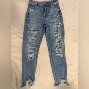 American Eagle- Ripped Mom Blue Jeans- Size 2- Stretch-
